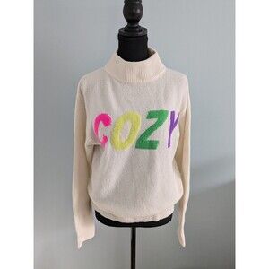 A New Day Cozy Sweater Women's XS Pullover CrewNeck Stretch Ivory Comfy Colorful